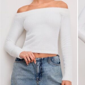 Good American off the shoulder sweater